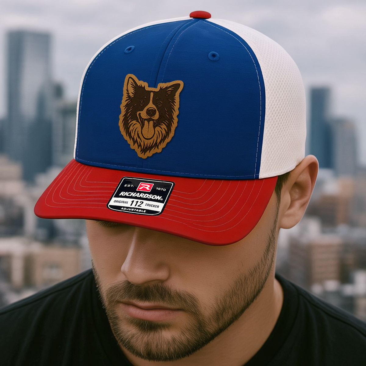Custom Pet Photo Trucker Hat – Personalized Pet Patch Leather Patch Hat – Dog Lovers Gift – Pet Memorial Gifts TNGANSP001