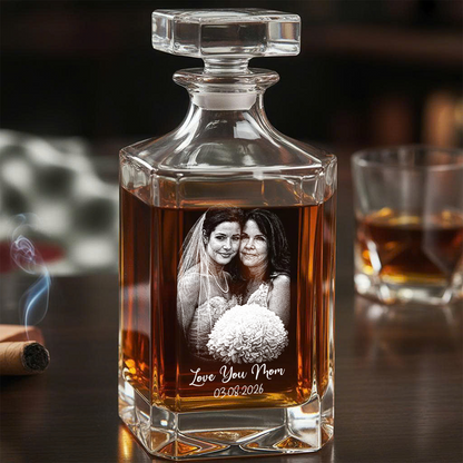 Custom Photo Mom And Daughter Whiskey Decanter Set, Personalized Family Gift THUC99