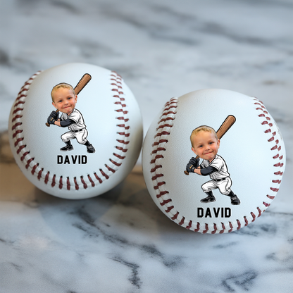 Custom Photo Baseball Gift with Kid's Name | Custom Face Baseball | Funny Gift | Back To School Gift TNBA028