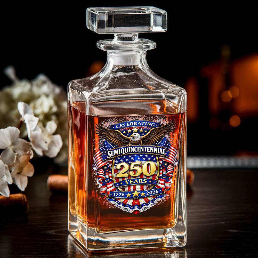 250 Years Whiskey Decanter Set 1776-2026 Patriotic American Gift for Independence Day THUC99