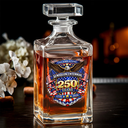 250 Years Whiskey Decanter Set 1776-2026 Patriotic American Gift for Independence Day THUC99