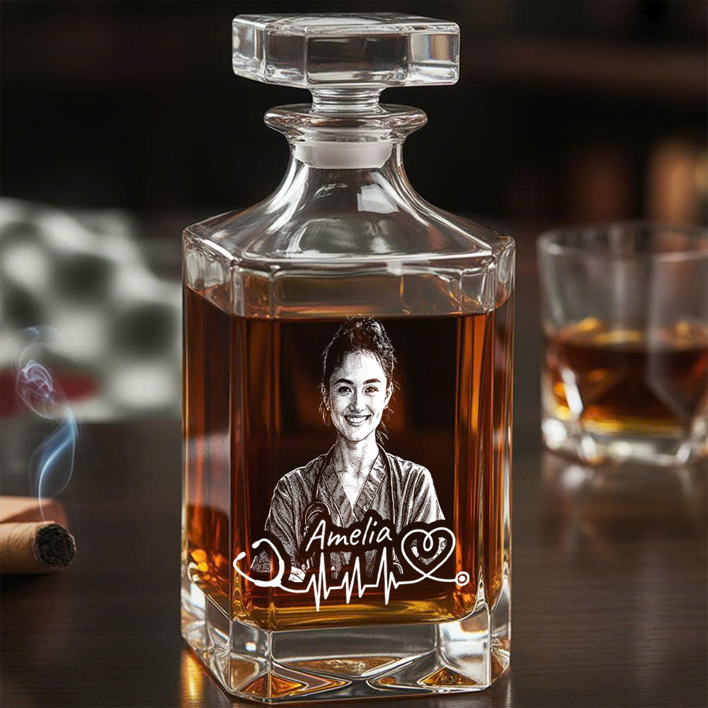Custom Photo Nurse or Doctor Whiskey Decanter Set, Personalized Name Medical Decanter THUC99