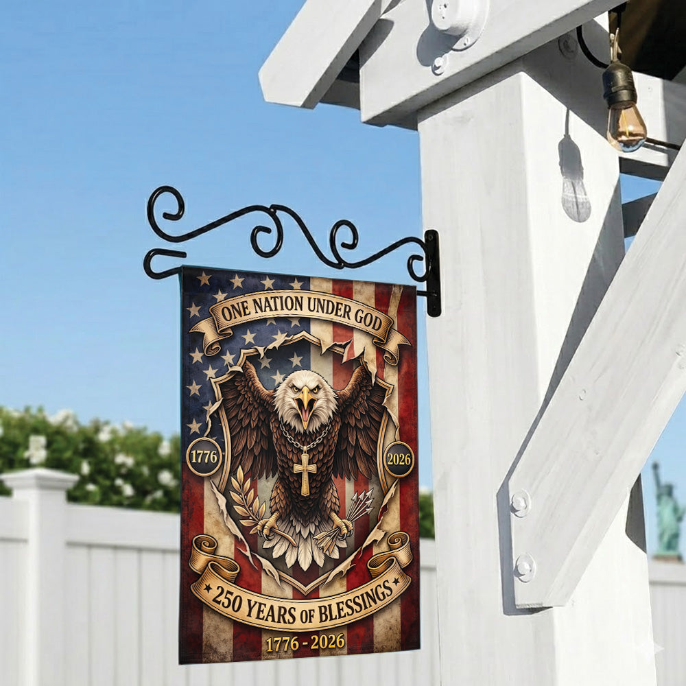 Christian USA 250th Anniversary Garden Flag One Nation Under God Patriotic Decor