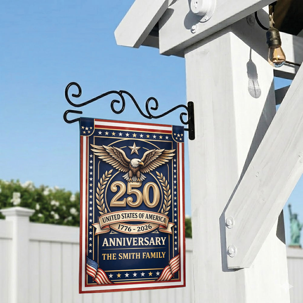 250 USA Anniversary Garden Flag 1776–2026, Patriotic Eagle Personalized Family Decor
