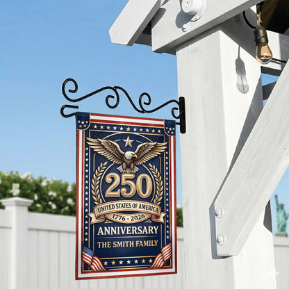 250 USA Anniversary Garden Flag 1776–2026, Patriotic Eagle Personalized Family Decor