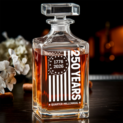 Personalized USA 250th Anniversary Whiskey Decanter Set 1776–2026 THUC99