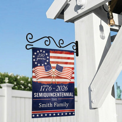 Semiquincentennial 250 Years Garden Flag 1776–2026, Personalized Family Patriotic USA Decor