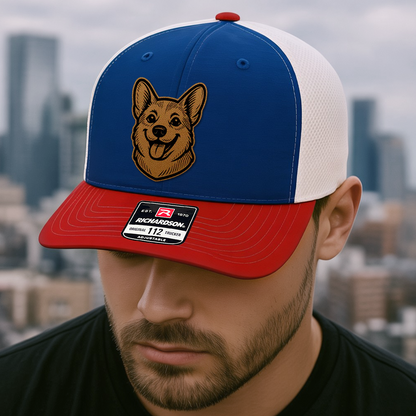 Custom Pet Photo Trucker Hat – Personalized Leather Patch Hat – Dog Portrait Gift – Custom Pet Face Hat P99A9