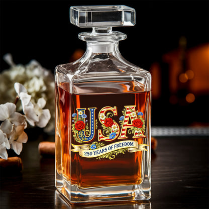 America 250 Patriotic Whiskey Decanter Set 1776-2026, Independence Day USA Gift THUC99