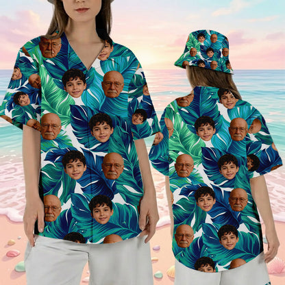 Custom Photo Grandpa Hawaiian Shirt, Matching Family Hawaiian Shirt, Dad Summer Beach Gift THUC99