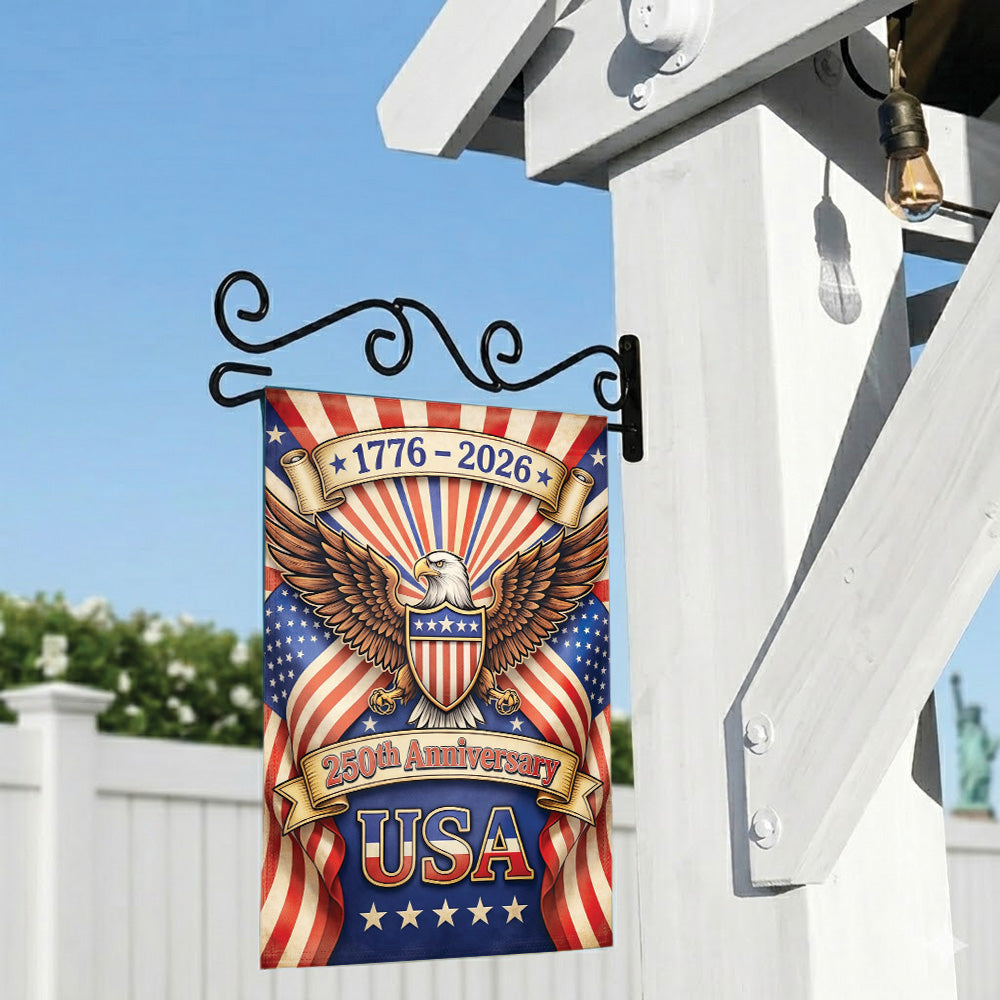 USA 250th Anniversary Garden Flag 1776–2026, Patriotic Eagle 4th of July Outdoor Decor