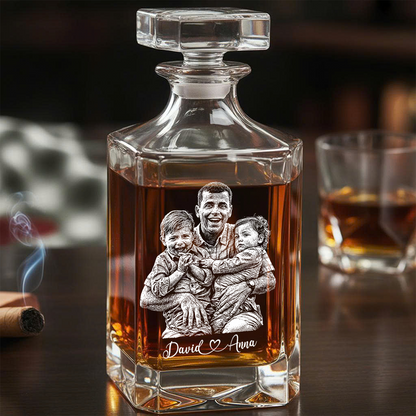 Custom Photo Dad Whiskey Decanter with Photo, Personalized Father's Day Gift THUC99
