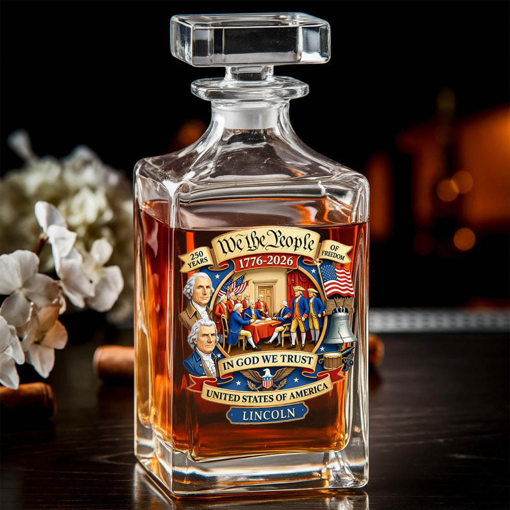 Custom Name We The People Whiskey Decanter Set, Patriotic Gift THUC99