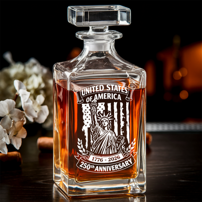 Personalized USA 250th Anniversary Whiskey Decanter Set 1776–2026 THUC99