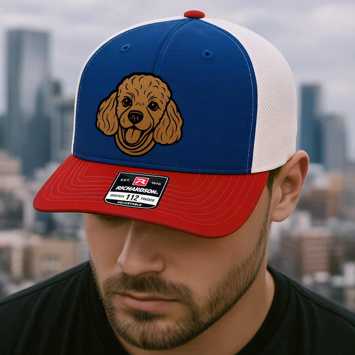 Custom Pet Photo Trucker Hat – Personalized Leather Patch Hat – Dog Portrait Gift – Custom Pet Face Hat P99A11