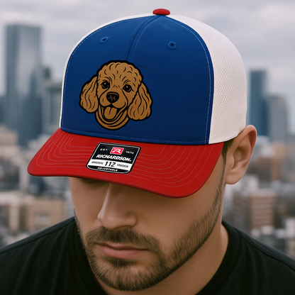 Custom Pet Photo Trucker Hat – Personalized Leather Patch Hat – Dog Portrait Gift – Custom Pet Face Hat P99A11