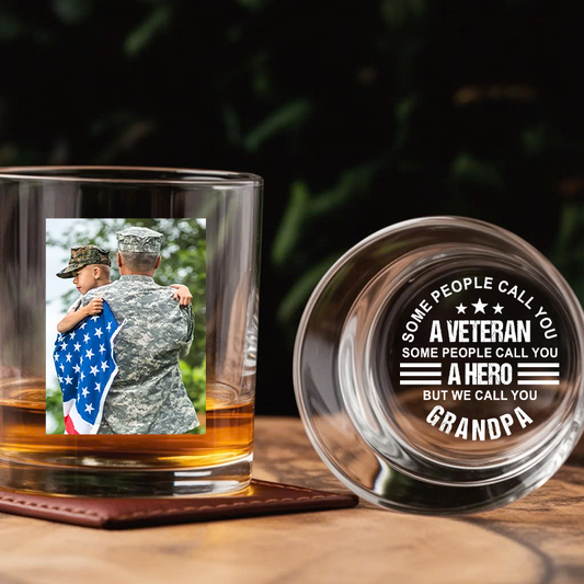 Custom Photo Veterans Military Decanter With Whiskey Glass | Veteran's Day Gift | Patriotic Gift for Veterans