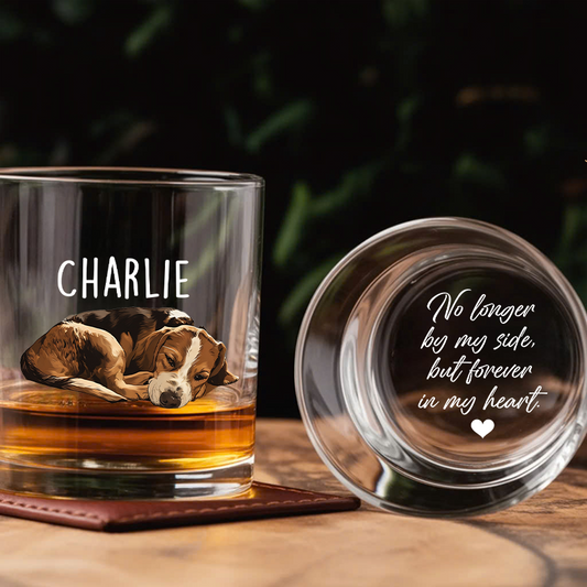 Custom Photo Memorial Dog Whiskey Glass, Memorial Pet Glass with Photo, Dog Memorial Gifts, Dog Sympathy Gift TNG199