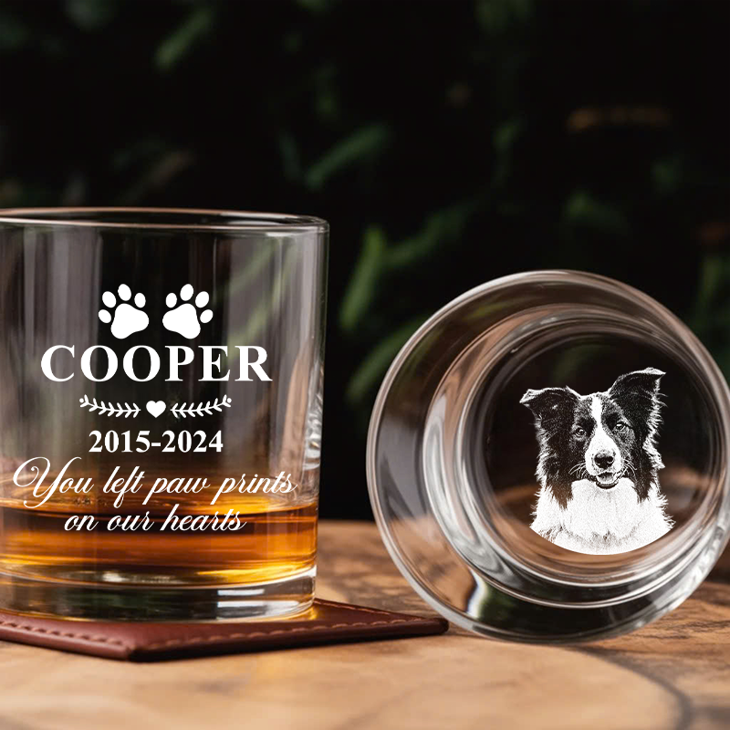 Custom Photo Memorial Dog Whiskey Glass, Memorial Pet Glass with Photo, Dog Memorial Gifts, Dog Sympathy Gift TNG200