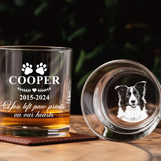 Custom Photo Memorial Dog Whiskey Glass, Memorial Pet Glass with Photo, Dog Memorial Gifts, Dog Sympathy Gift TNG200