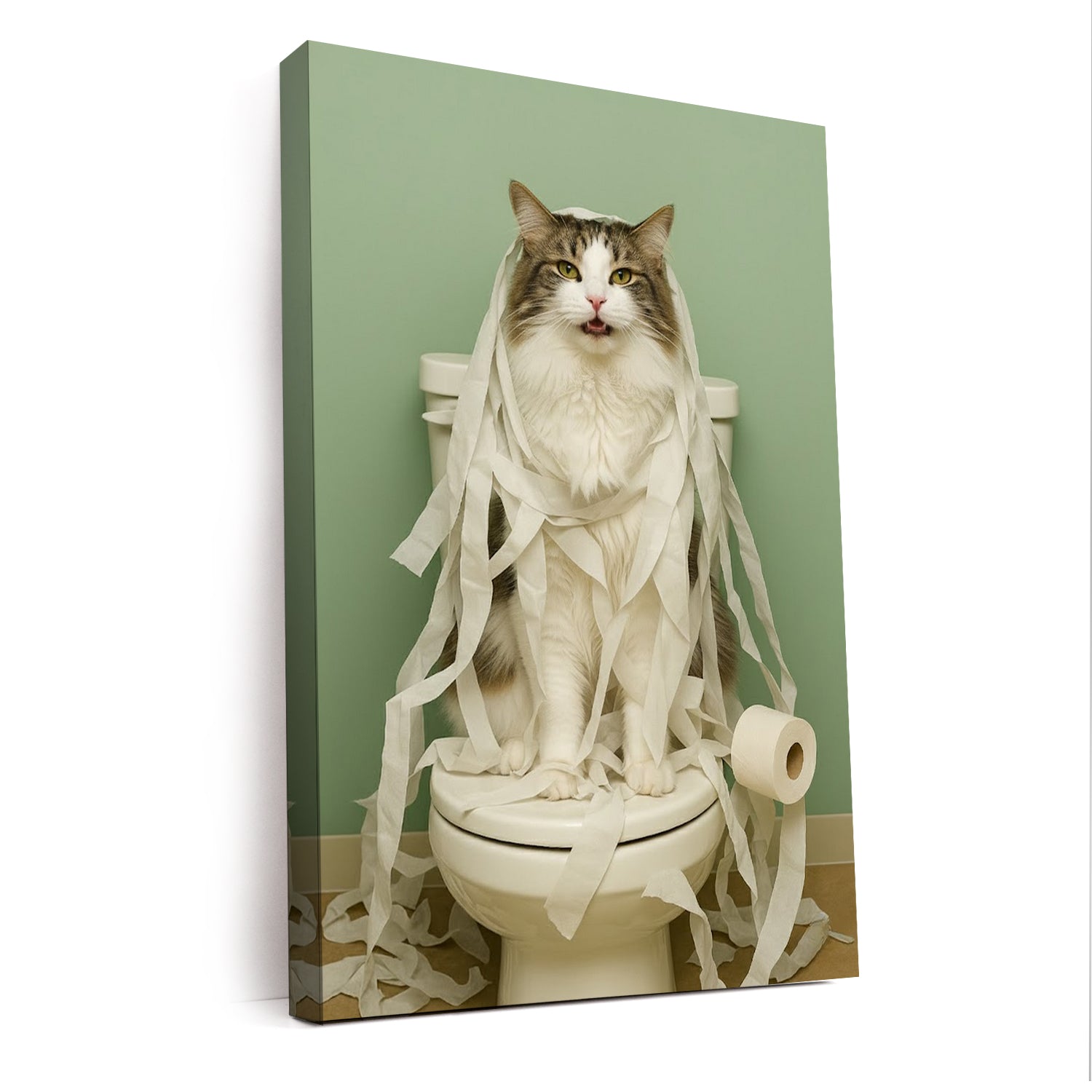 Custom Photo Cat Bathroom Style 26 Canvas Gift For Cat Lovers