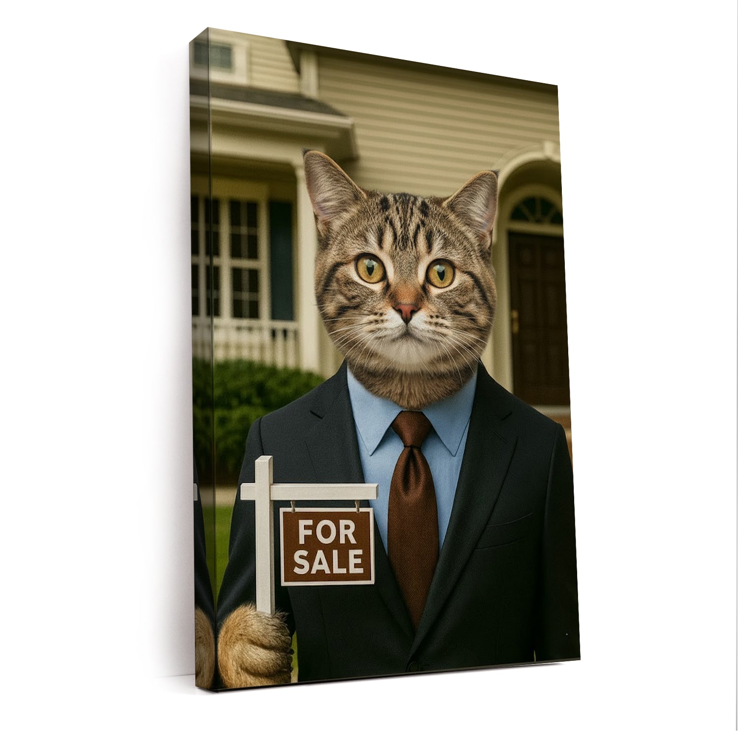 Custom Photo Realtor Cat Canvas Gift For Cat Lovers