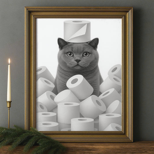 Custom Photo Cat Bathroom Canvas Framed Wall Art