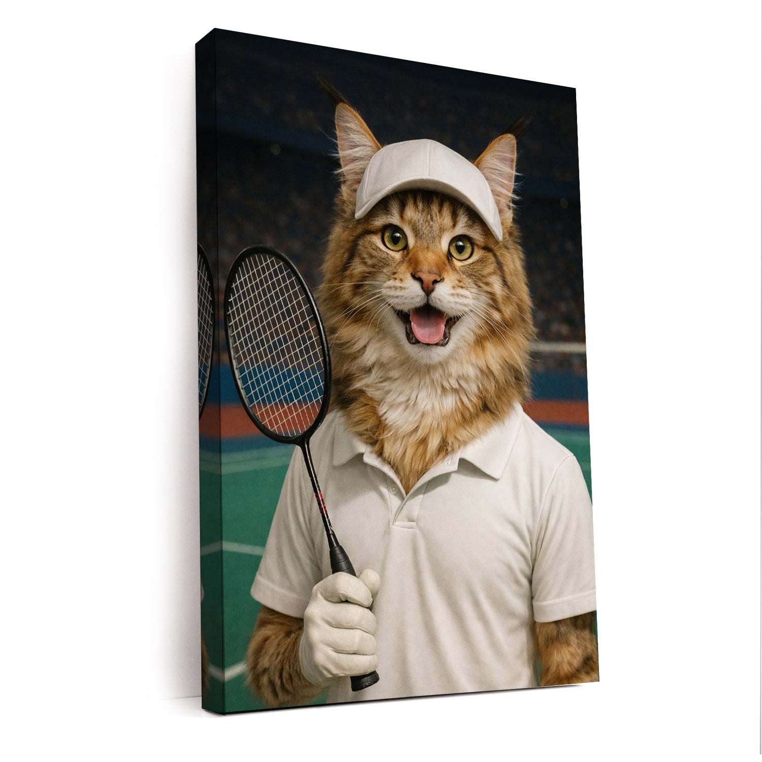 Custom Photo Badminton Cat Canvas Gift For Cat Lovers
