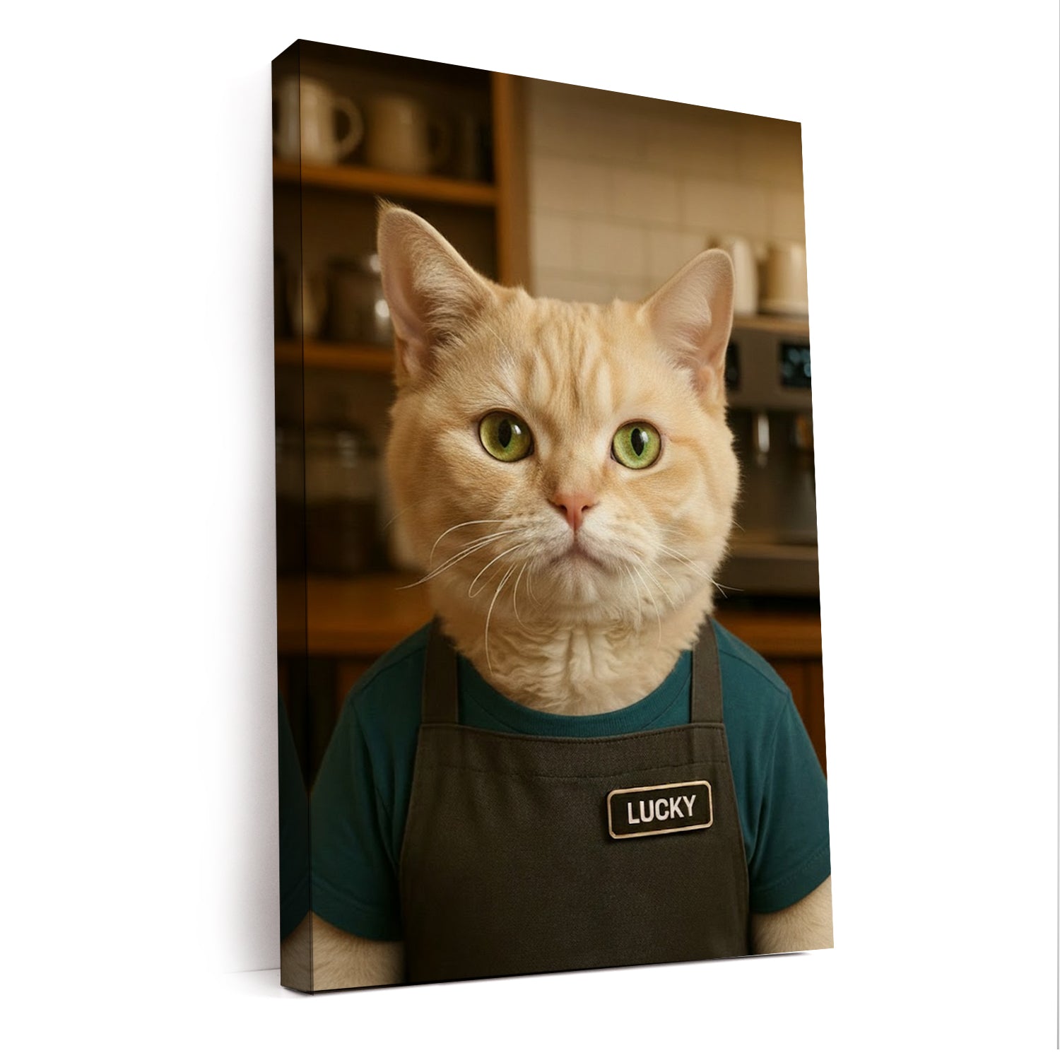 Custom Photo Barista Cat Canvas Gift For Cat Lovers