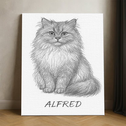 Custom Photo Cat Pencil Art