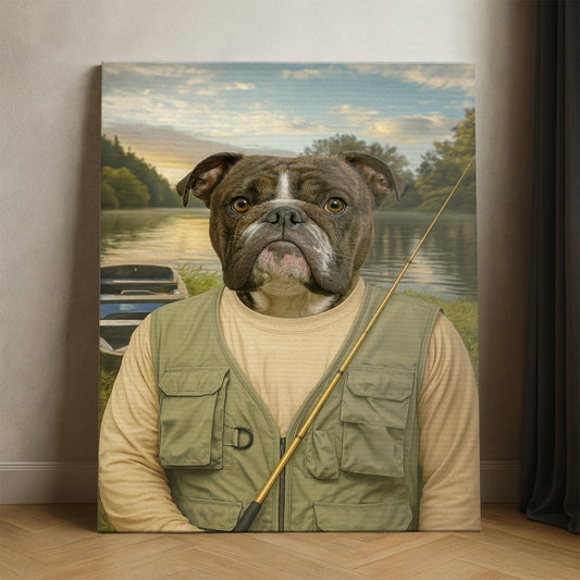 Custom Photo Fisherman Dog Canvas