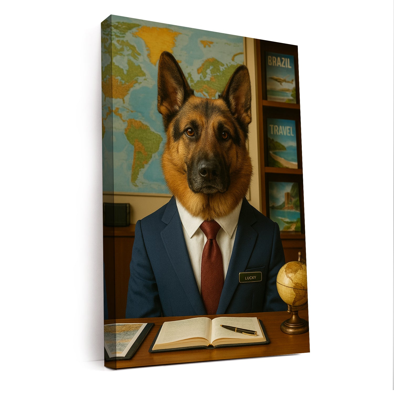 Custom Photo Travel Agent Dog Canvas Gift For Dog Lovers