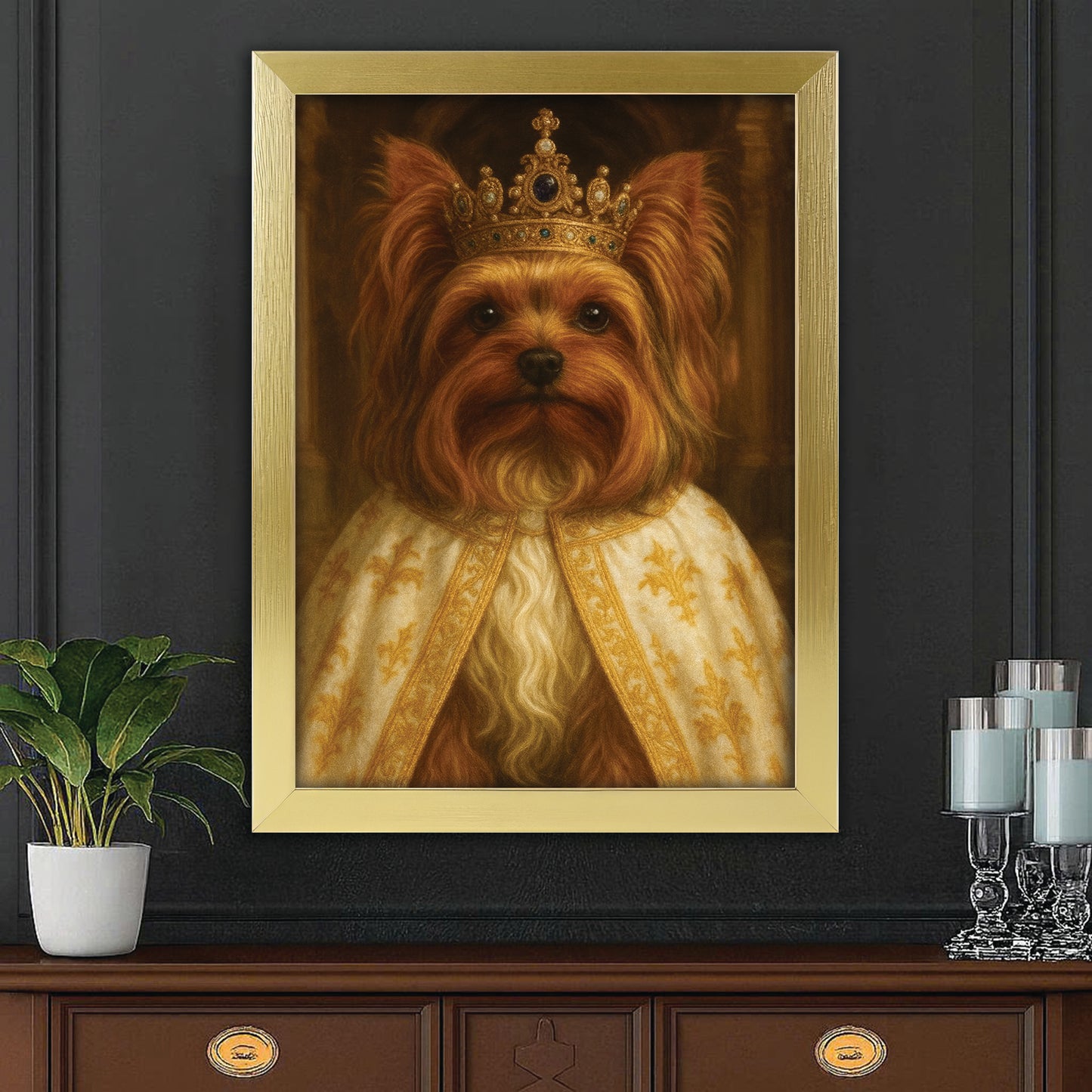 Custom Photo Dog Royal Style 07 Canvas Framed Wall Art Gift For Dog Lovers