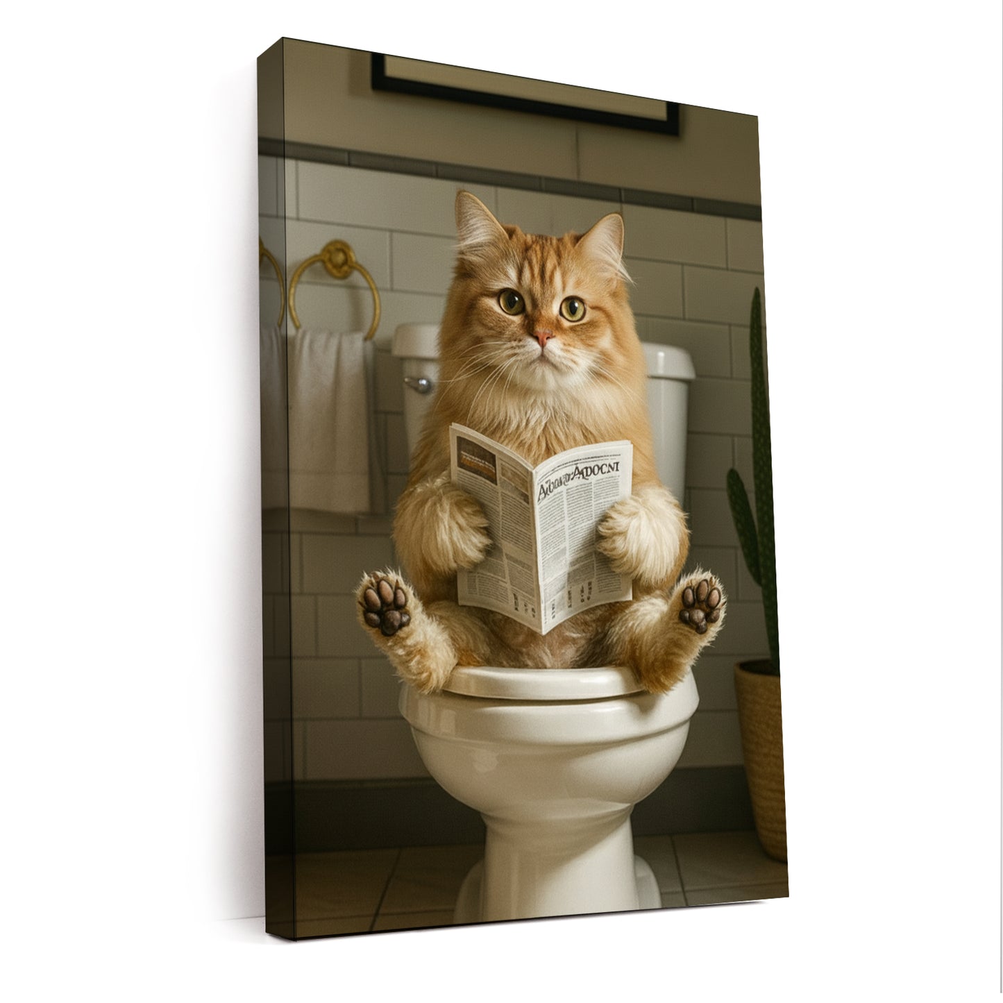 Custom Photo Cat Bathroom Style Canvas Gift For Cat Lovers