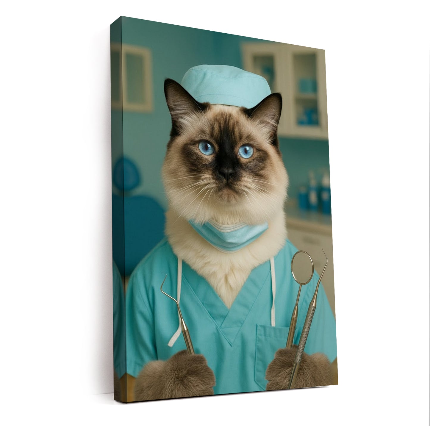 Custom Photo Dentist Cat Canvas Gift For Cat Lover