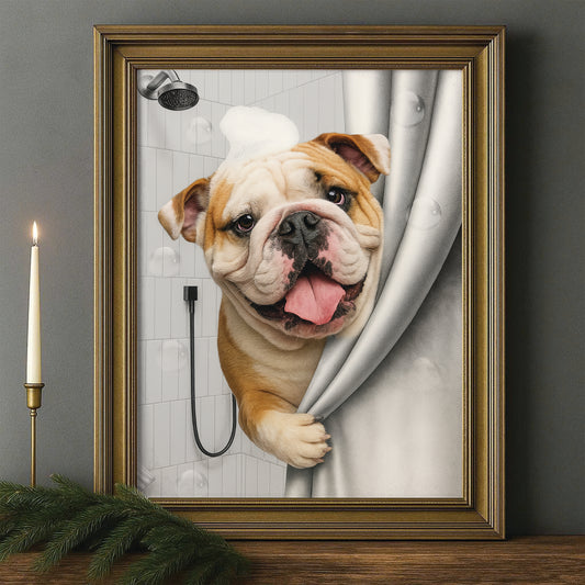 Custom Dog Photo Dog In Bathroom Canvas Framed Wall Art Gift For Dog Lovers