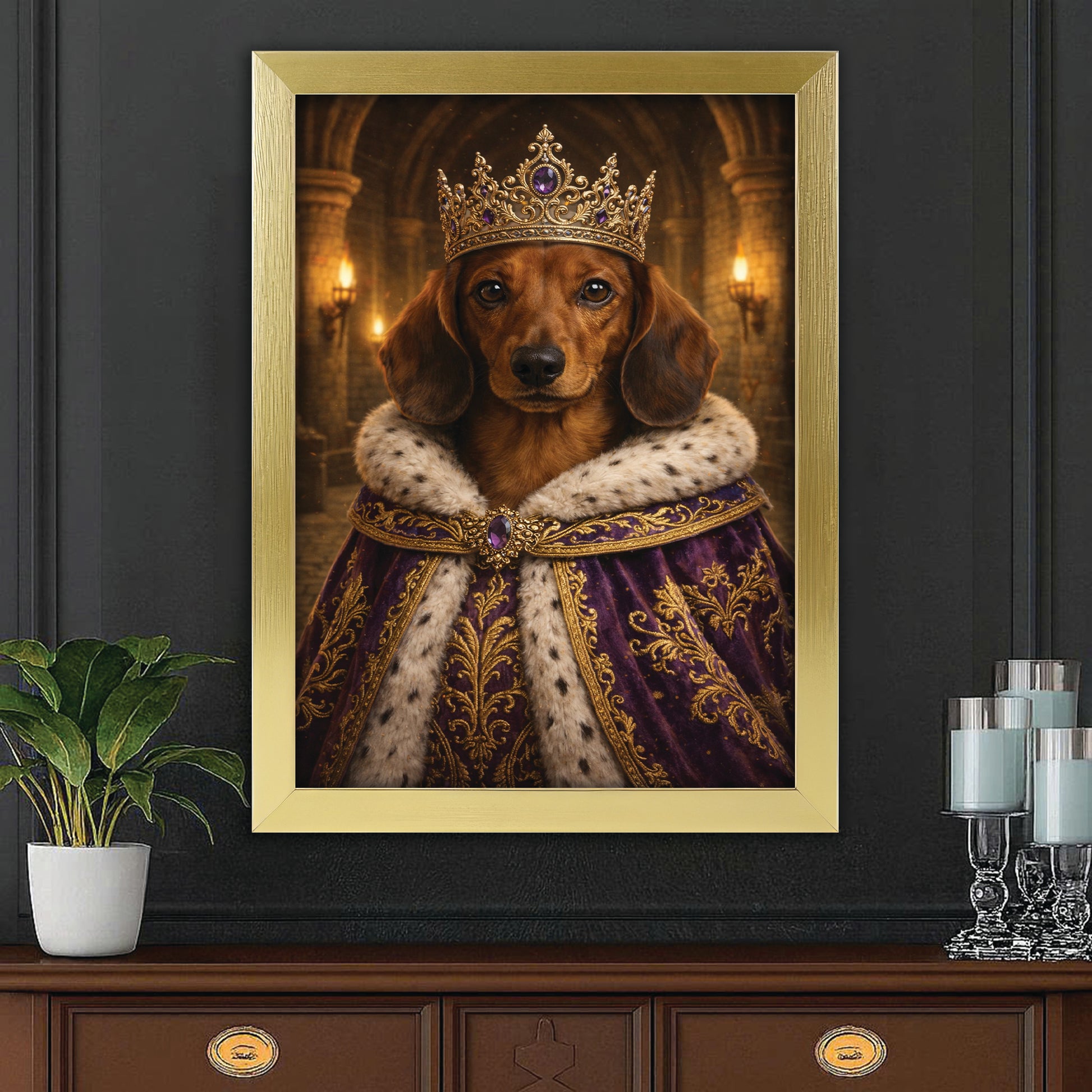 Custom Photo Queen King Dog Canvas Framed Wall Art Gift For Dog Lovers