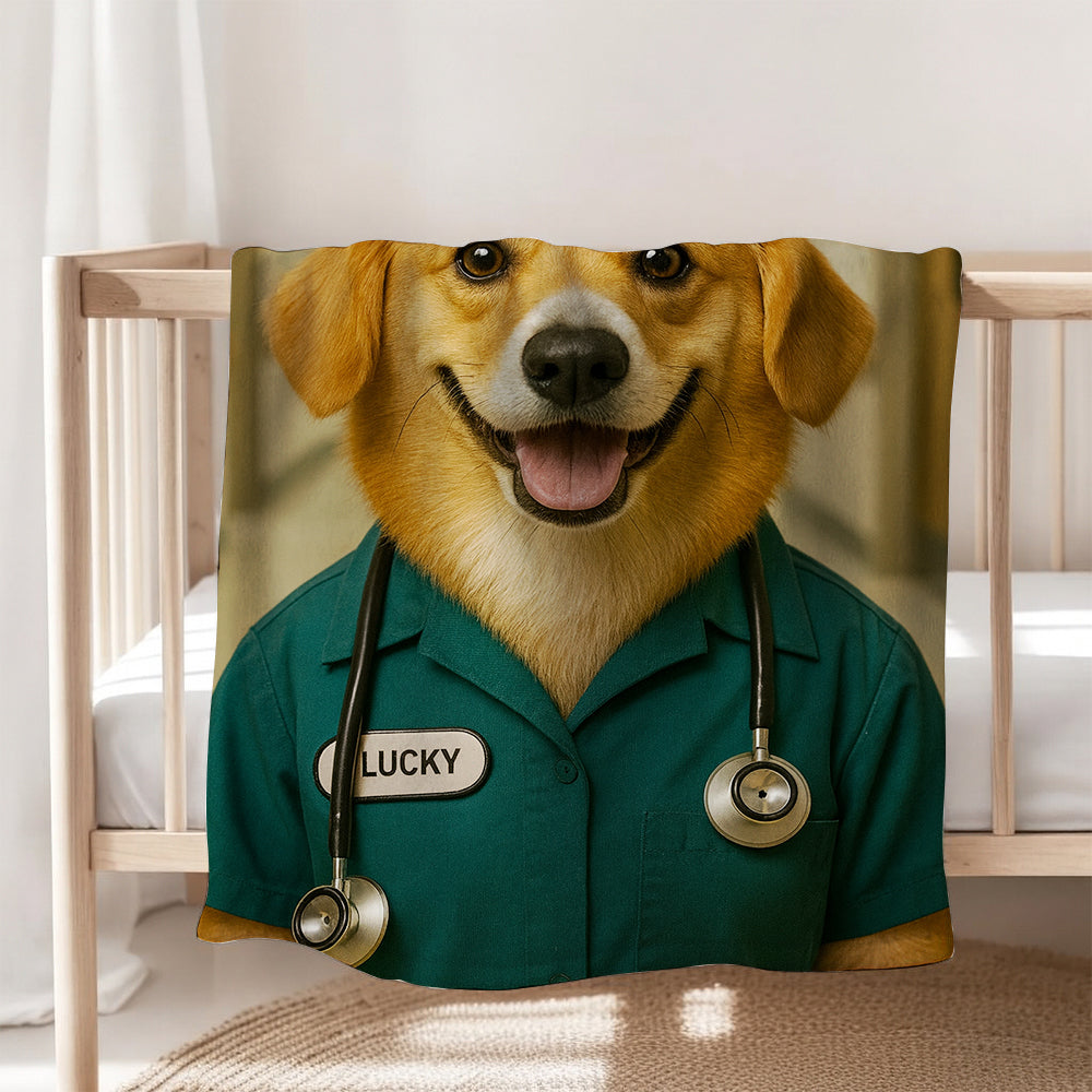 Custom Photo Registed Nurse Dog BlanketGift For Dog Lovers