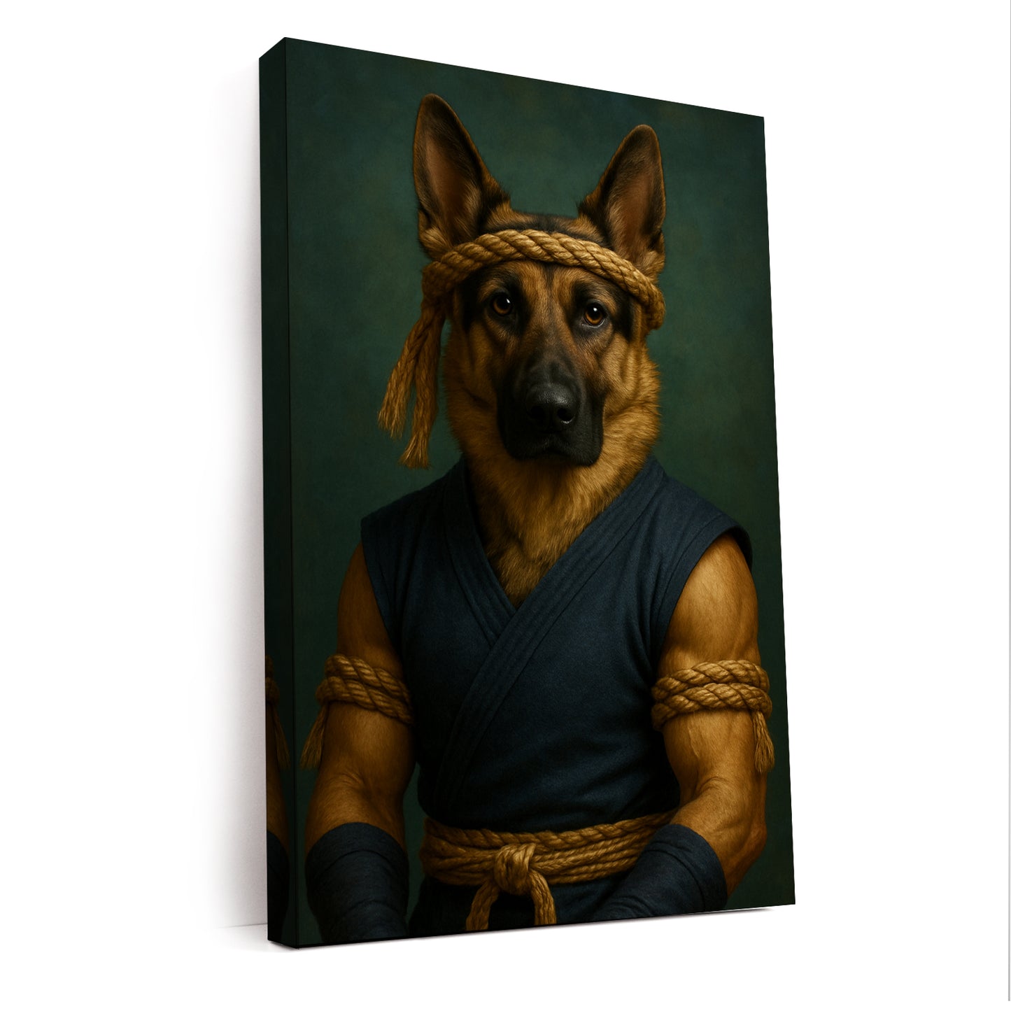 Custom Photo Fighter Warrior Art Dog Canvas Gift For Dog Lovers