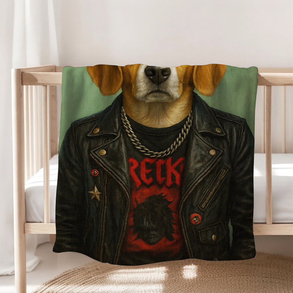 Custom Photo Rock n Roll Dog Blanket_ Gift For Dog Lovers