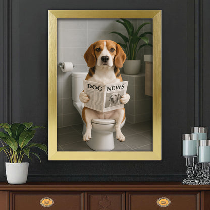Custom Photo Dog Bathroom Style 4 Canvas Framed Wall Art Gift For Dog Lovers