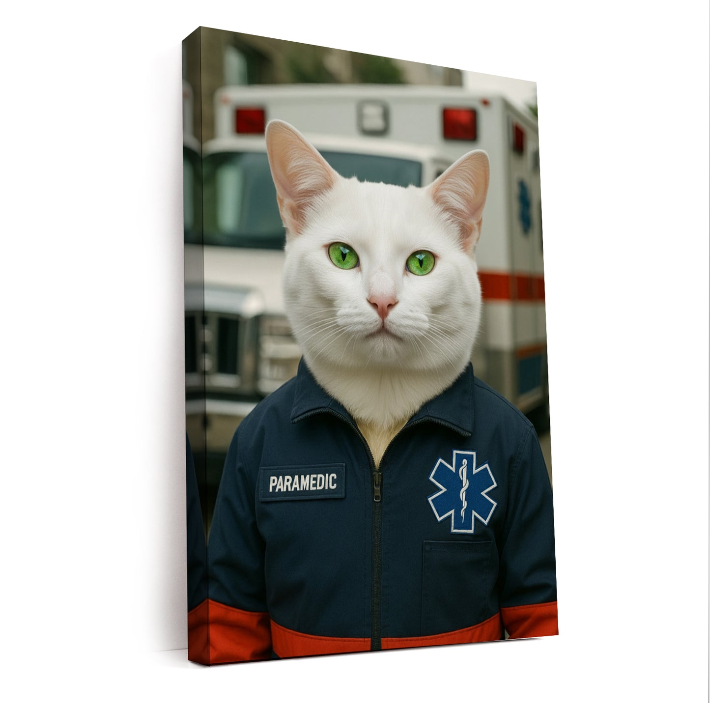 Custom Photo Paramedic Emt Cat Canvas Gift For Cat Lovers