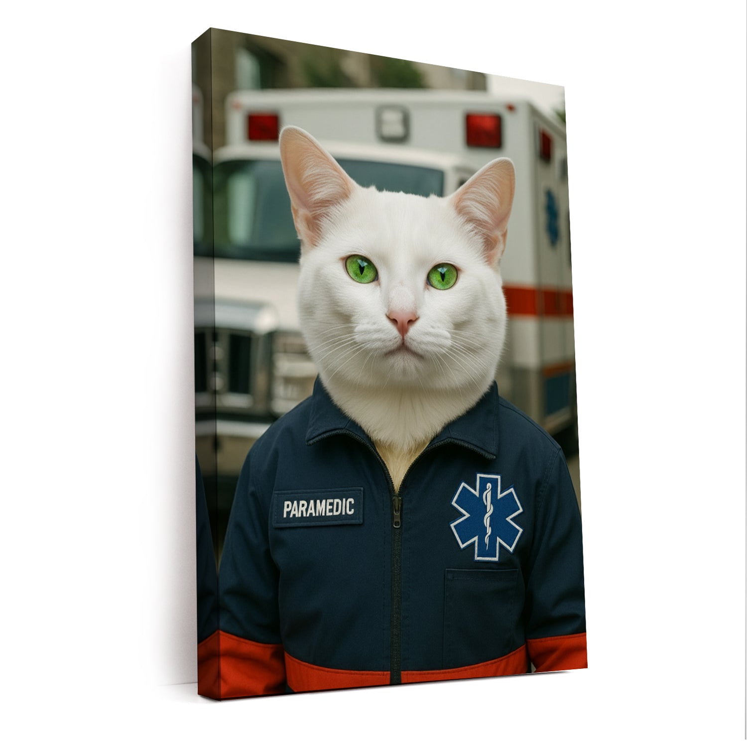 Custom Photo Paramedic Emt Cat Canvas Gift For Cat Lovers
