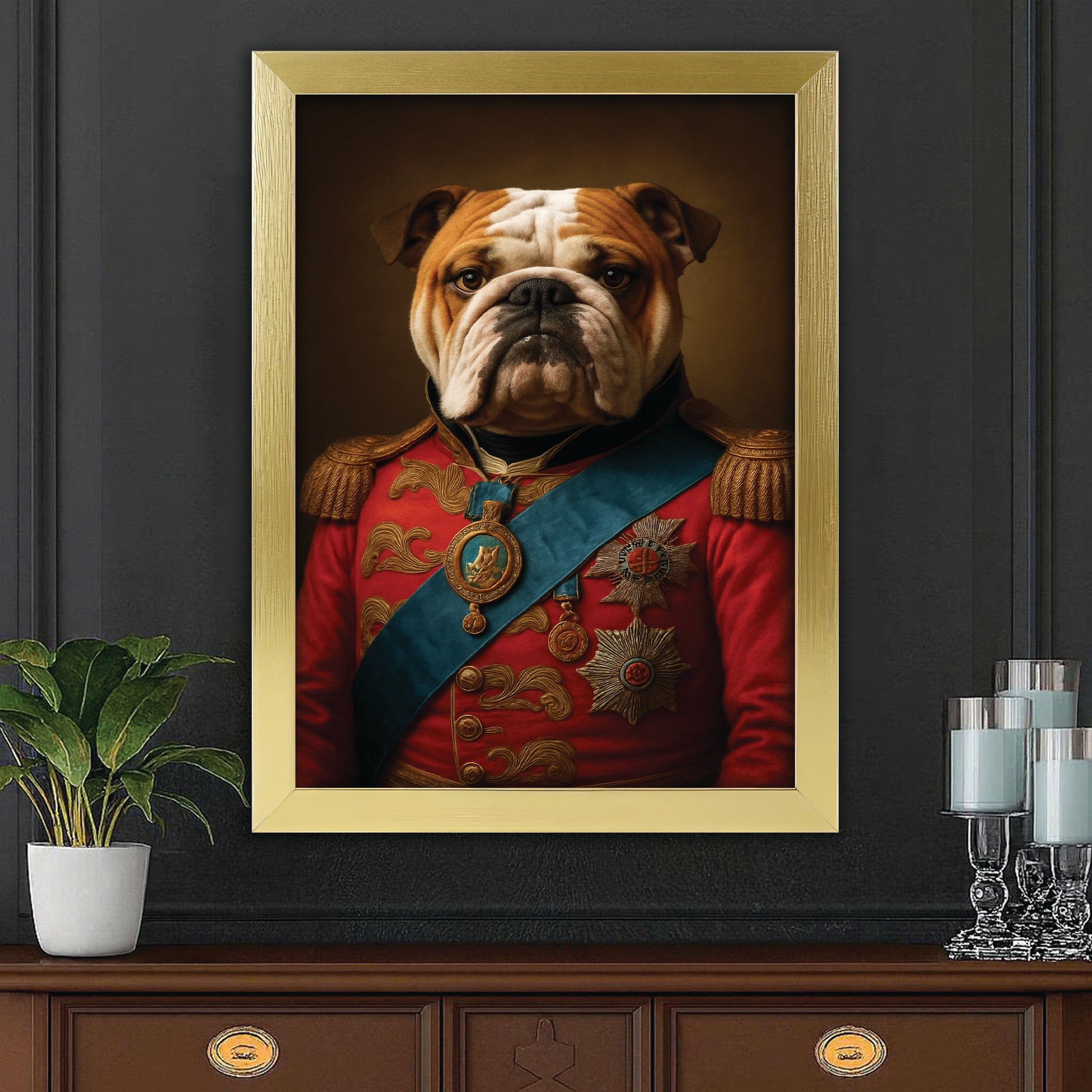 Custom Photo Royal Dog Canvas Framed Wall Art Gift For Dog Lover