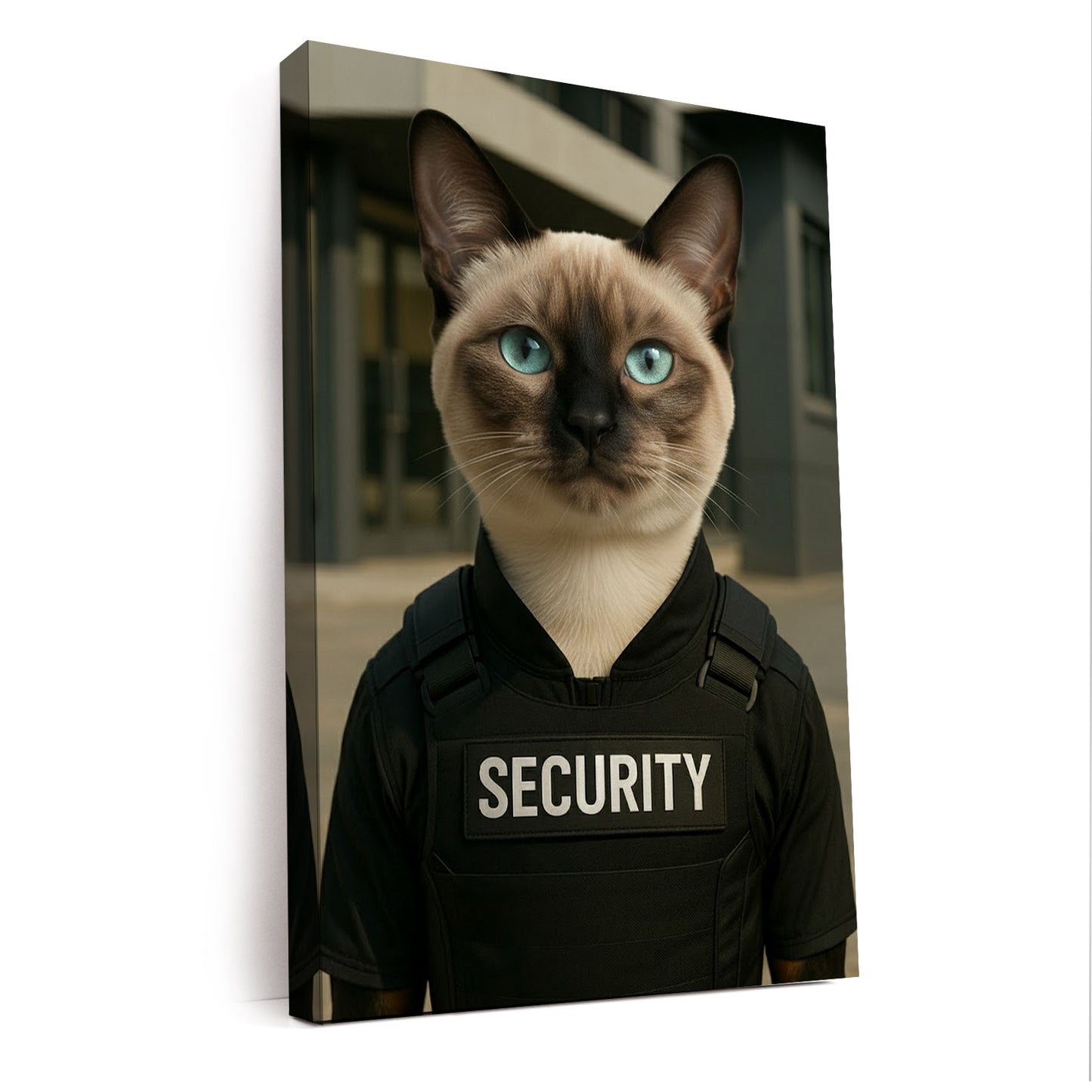 Custom Photo Security Guard Cat Canvas Gift For Cat Lovers