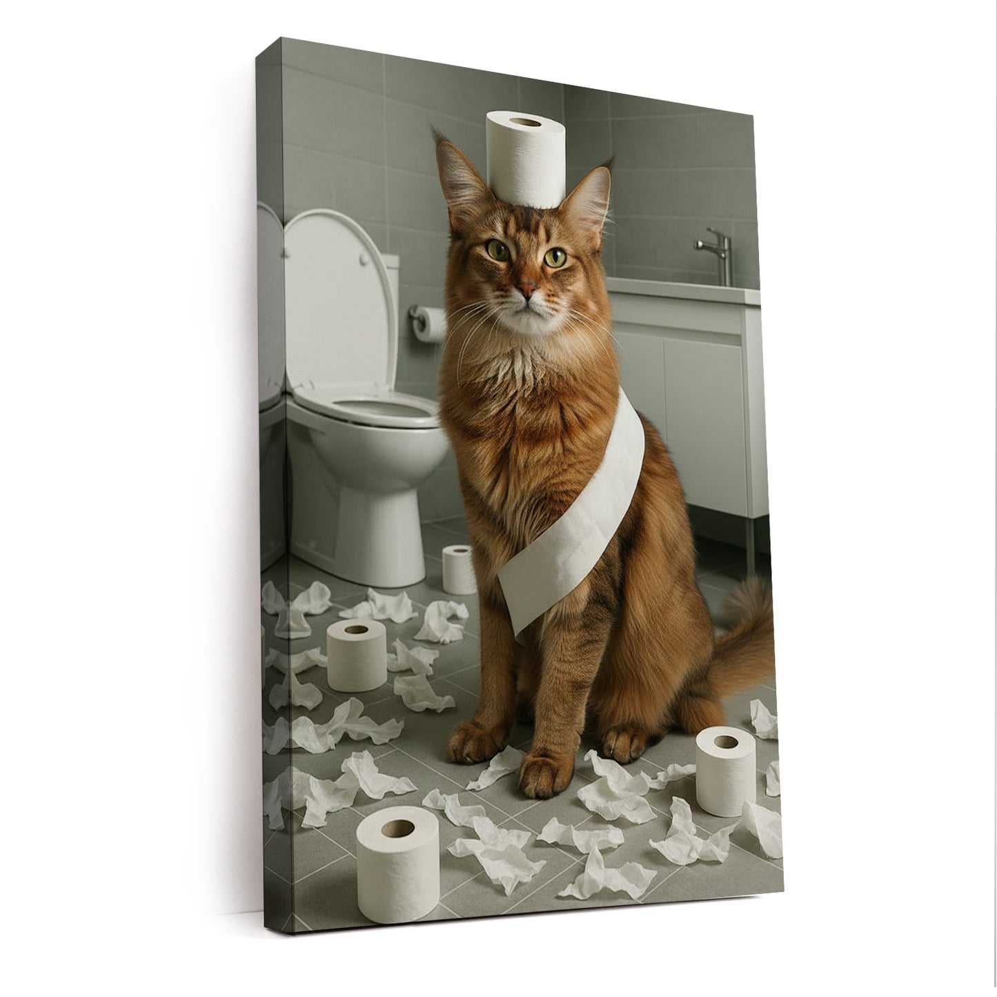 Custom Photo Cat Bathroom Style 19 Canvas Gift For Cat Lovers
