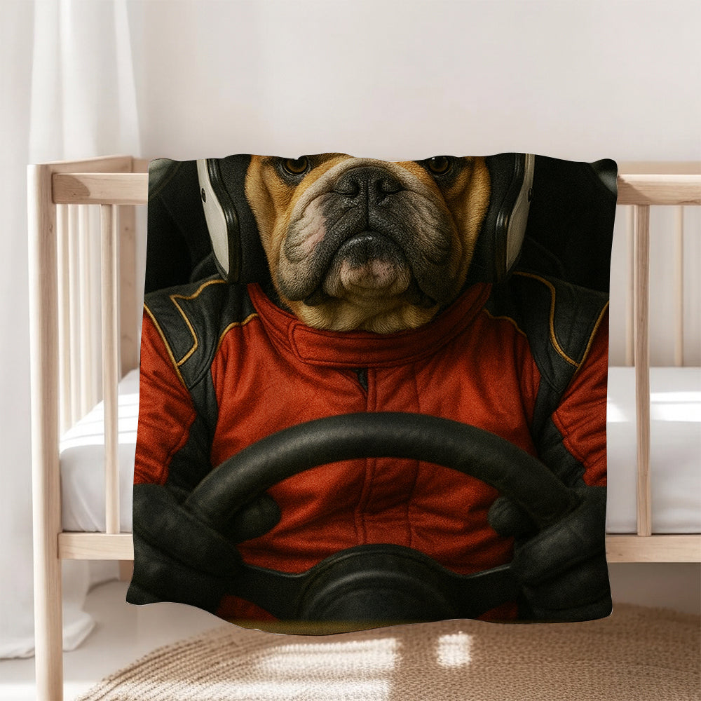 Custom Photo Racing Driver Dog BlanketGift For Dog Lovers