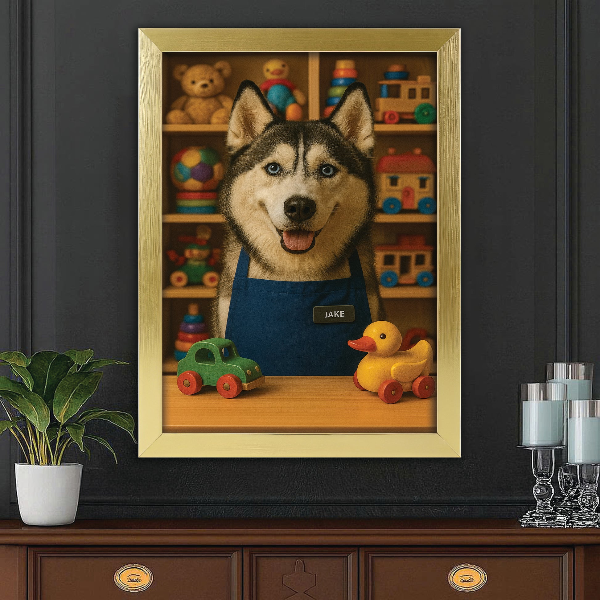 Custom Photo Toy Store Dog Canvas Framed Wall Art Gift For Dog Lovers