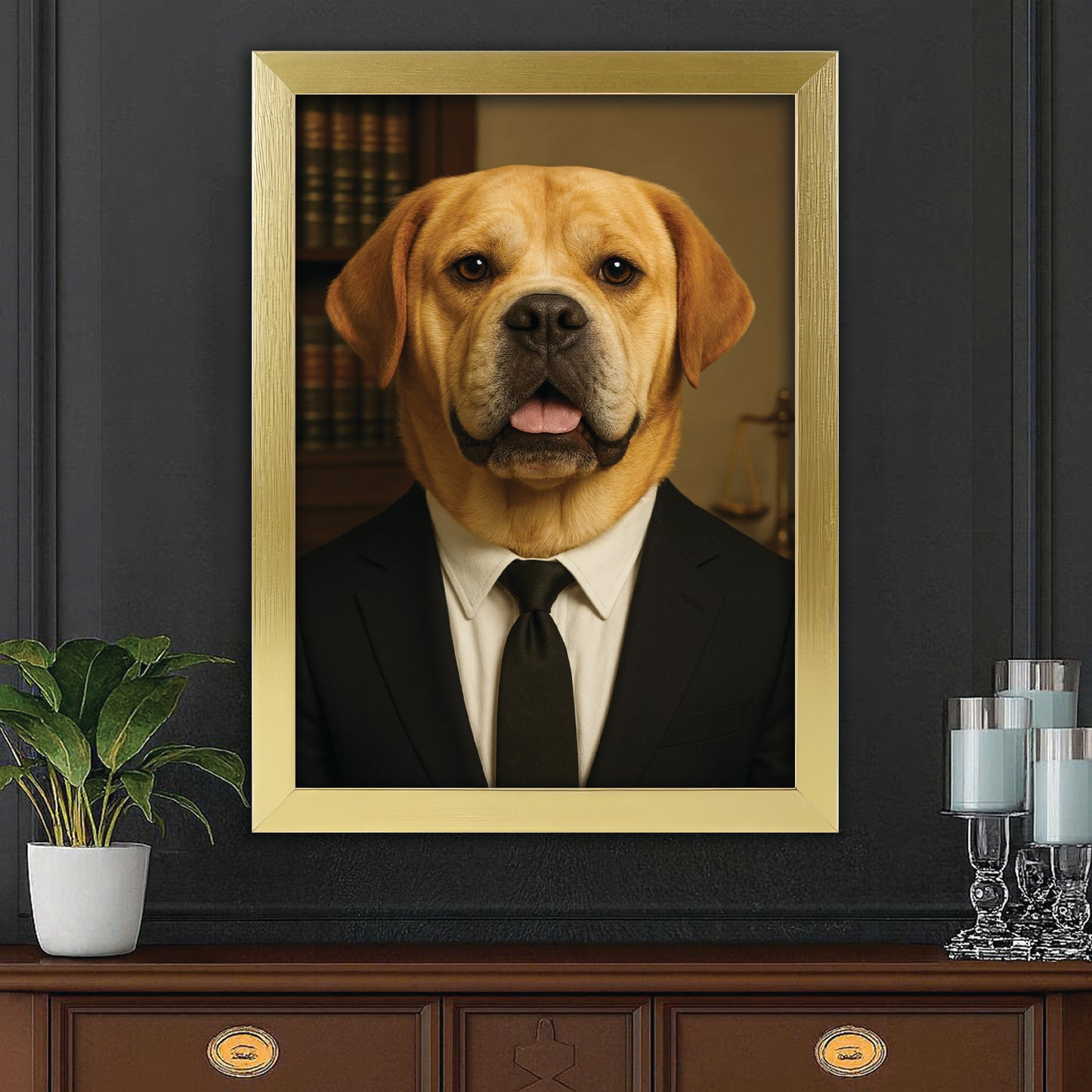 Custom Photo Lawyer Dog Canvas Framed Wall Art Gift For Dog Lovers