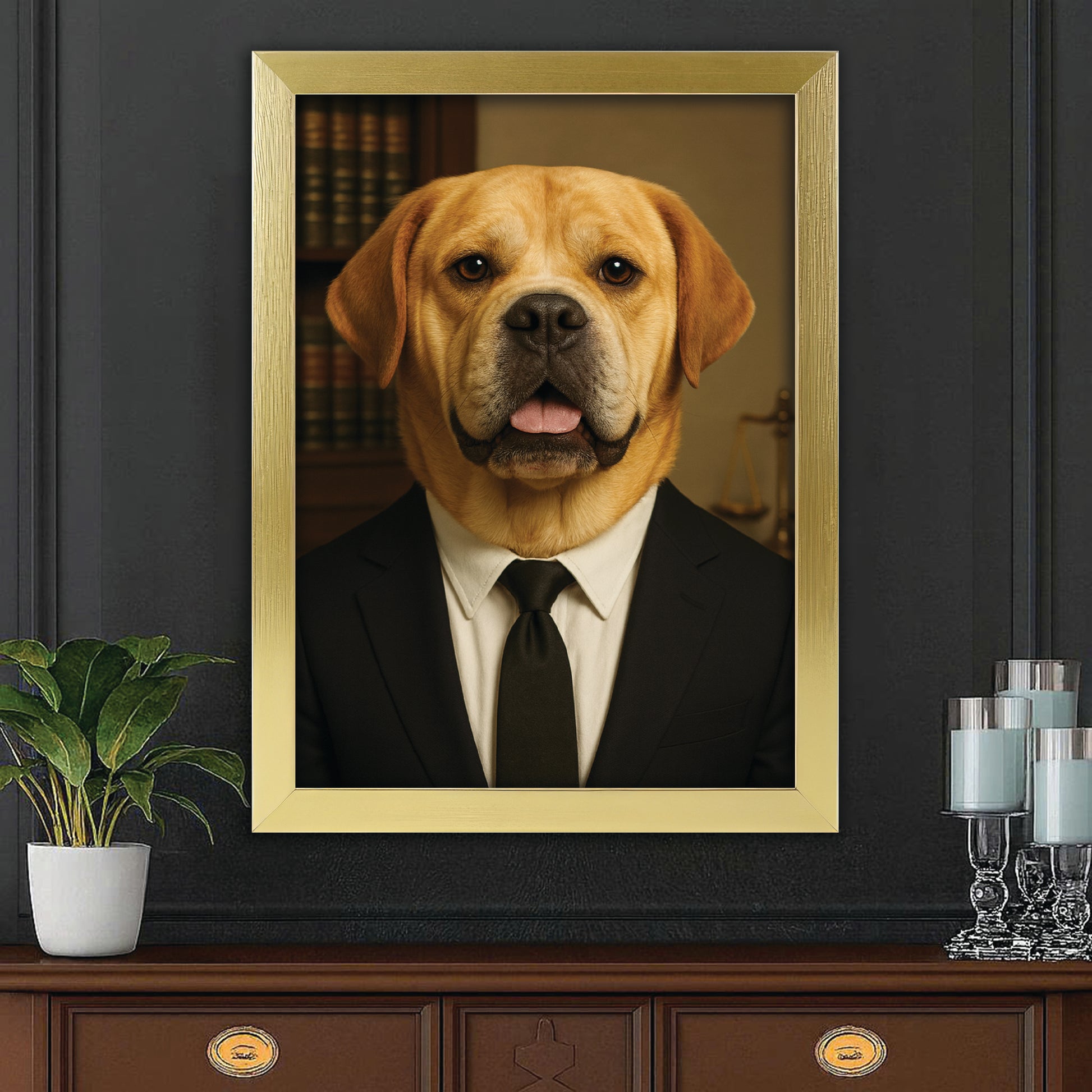 Custom Photo Lawyer Dog Canvas Framed Wall Art Gift For Dog Lovers